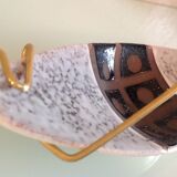 Empty pocket in gray and brown ceramic and golden handle / vintage 60s-70s