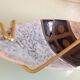Empty pocket in gray and brown ceramic and golden handle / vintage 60s-70s