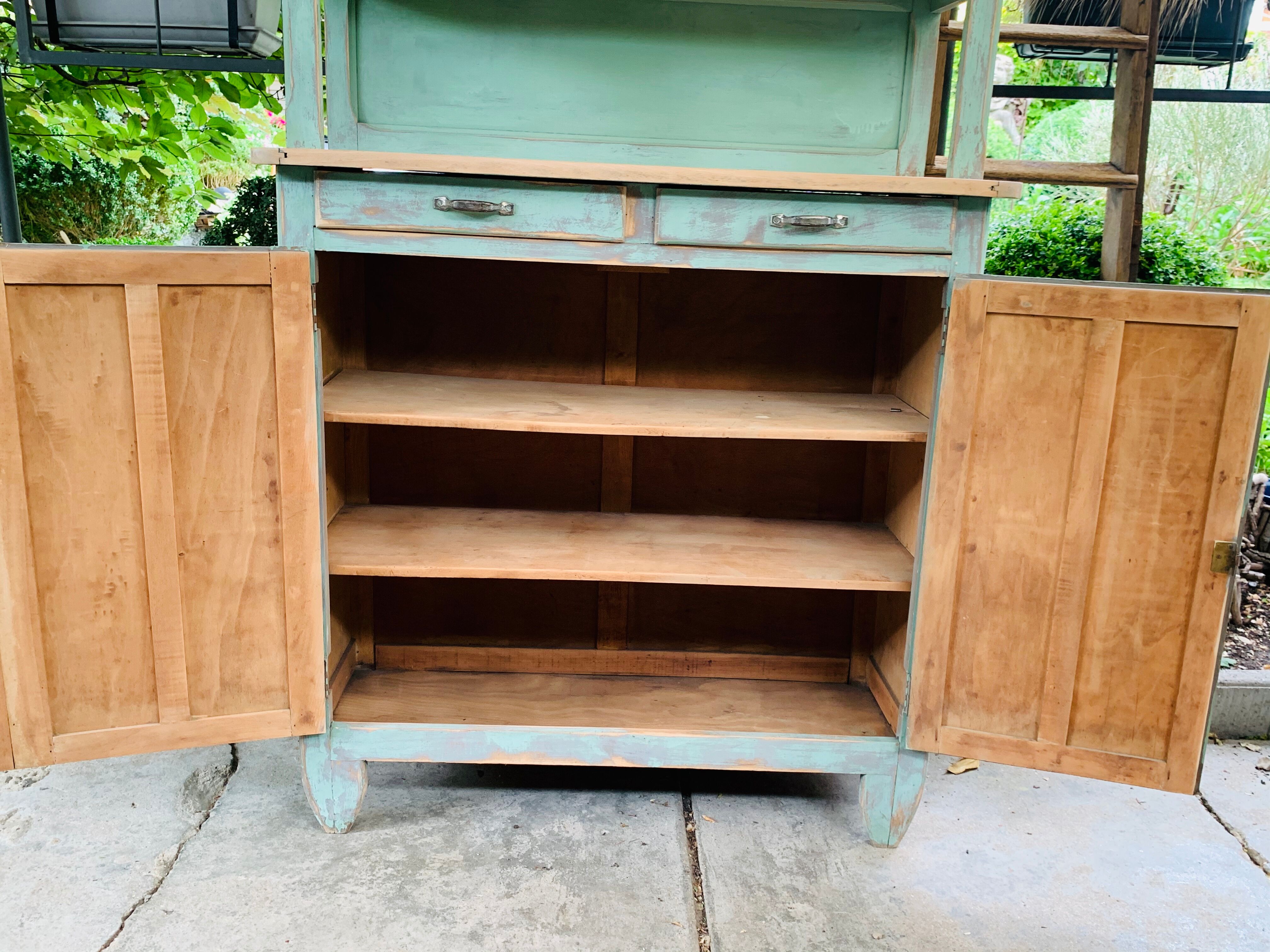 Parisian buffet patine celadon green and bluish grey