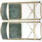 Ancien paire de chaises pliantes chaisor - métal & velours - vintage 60's 70's