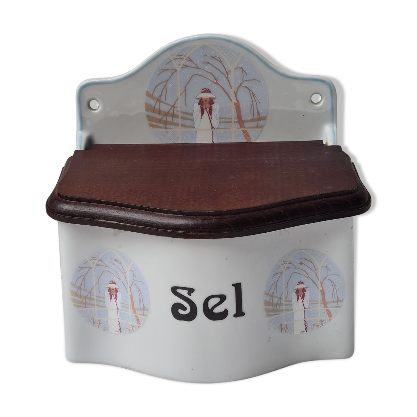 Vintage ceramic salt box