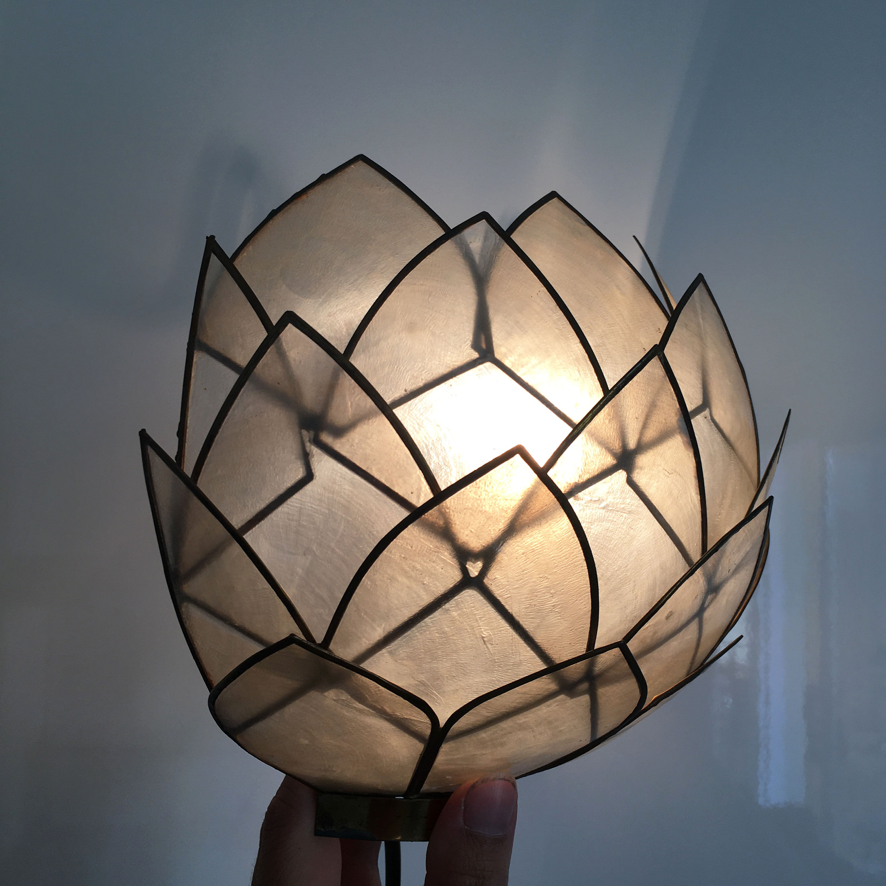 Wall lamp in vintage mother-of-pearl petals