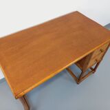 Vintage desk in rattan, woven rattan and wood, Maugrion style Roche-Bobois