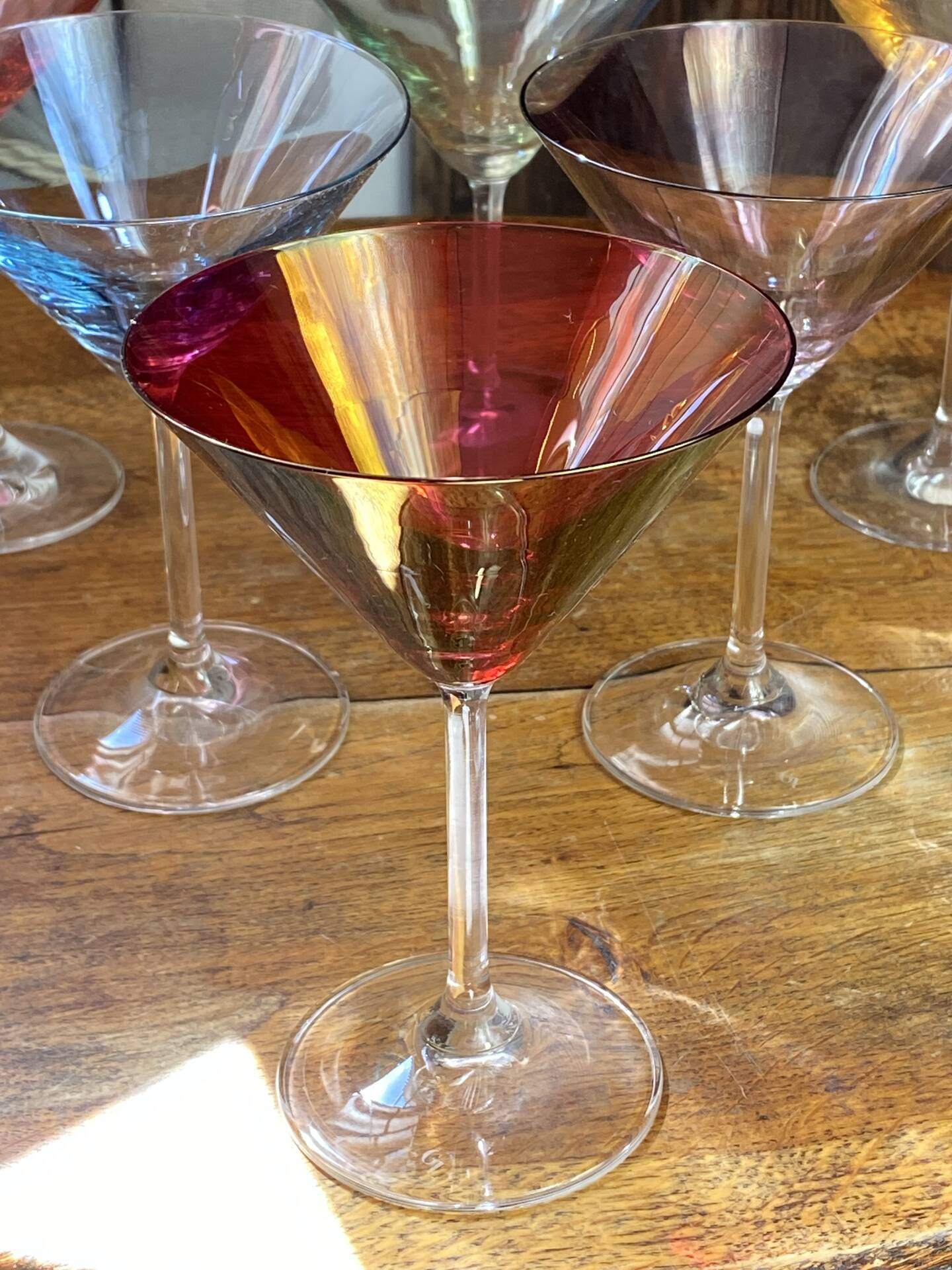 Cocktail glasses in glass