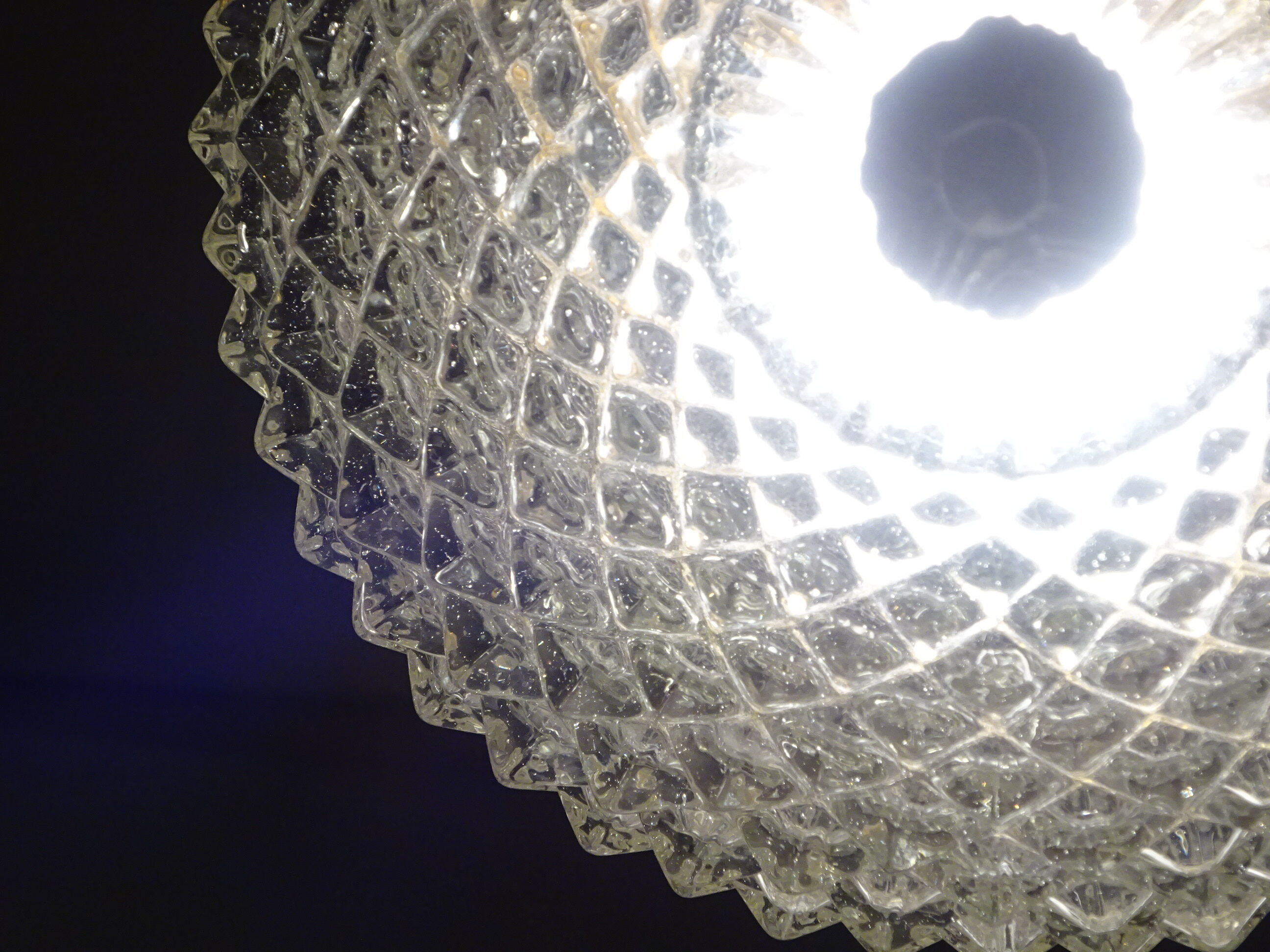 Glass and brass globe chandelier