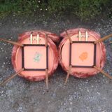 Pair of vintage Pelfran chairs, gilded tubular metal frame and tufting