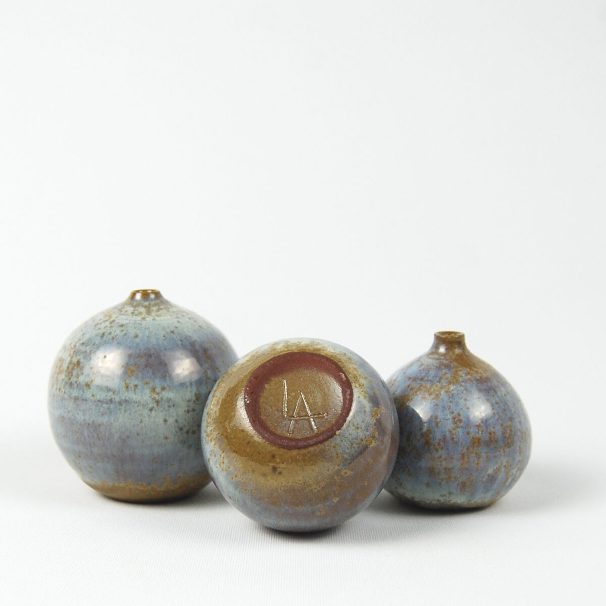 Trio of blue miniature ceramics Antonio Lampecco