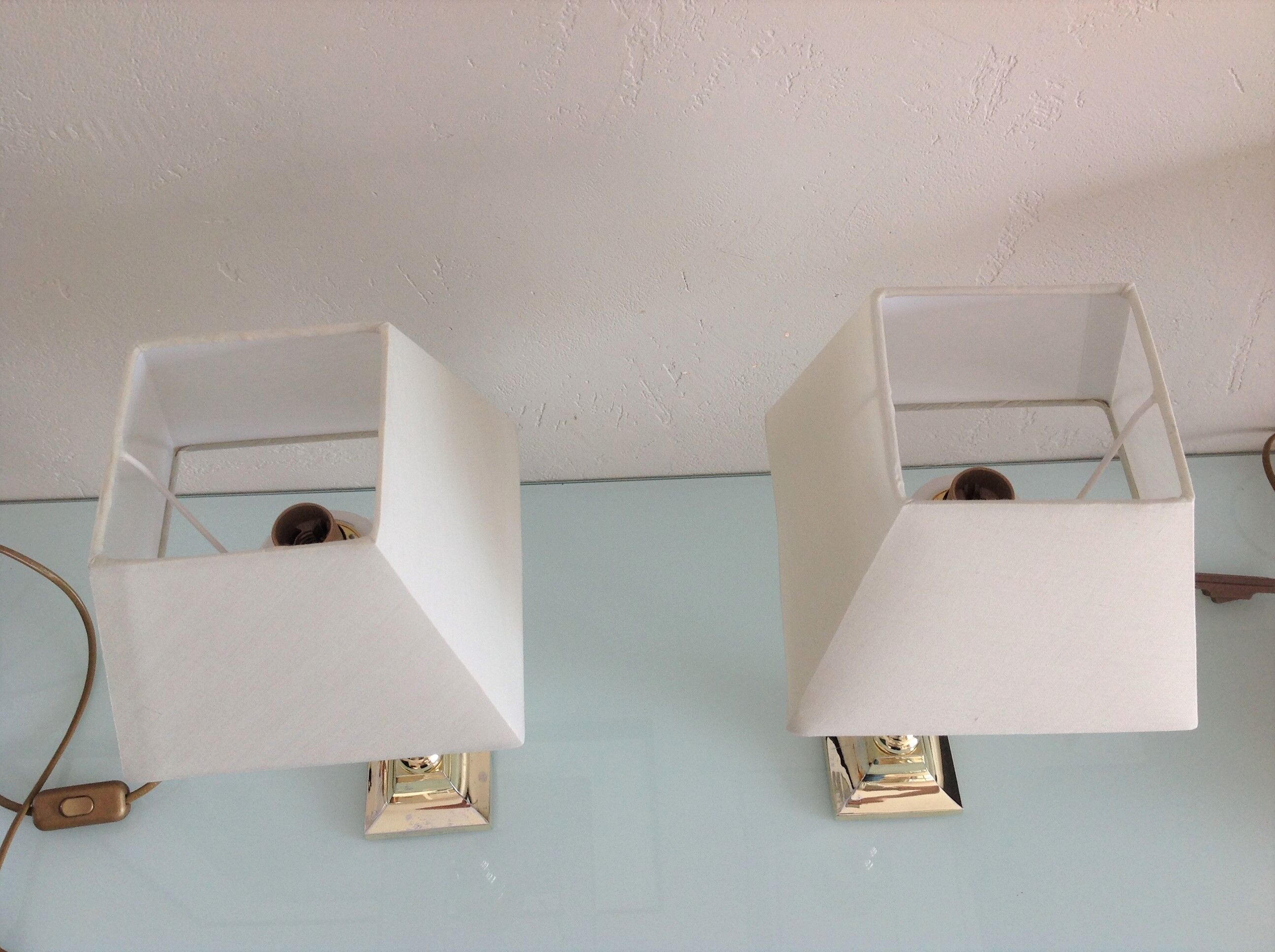 Pair of brass lamps art deco style 60s-70s