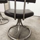 Pair of French Army telegraph operator's swivel chairs, new leather