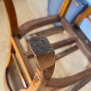 Set of Biedermeier Shovel Chairs in Walnut & Black Leather, Austria, 1820s