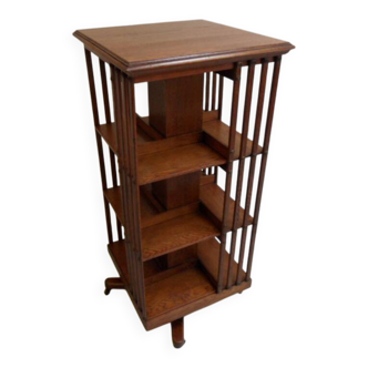 Antique oak revolving bookcase