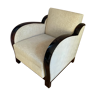 Fauteuil convertible art-déco en hêtre teinté et tissu de velours de coton de couleur ivoire