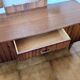 Vintage 70s dressing table with triptych mirror and matching bench.