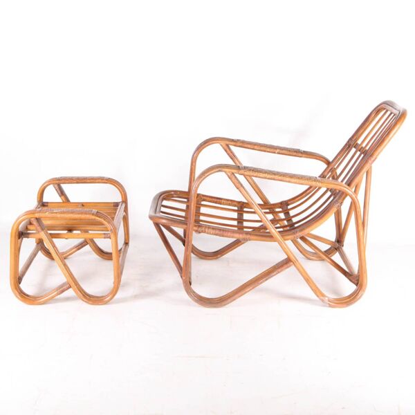 Chaise longue en rotin