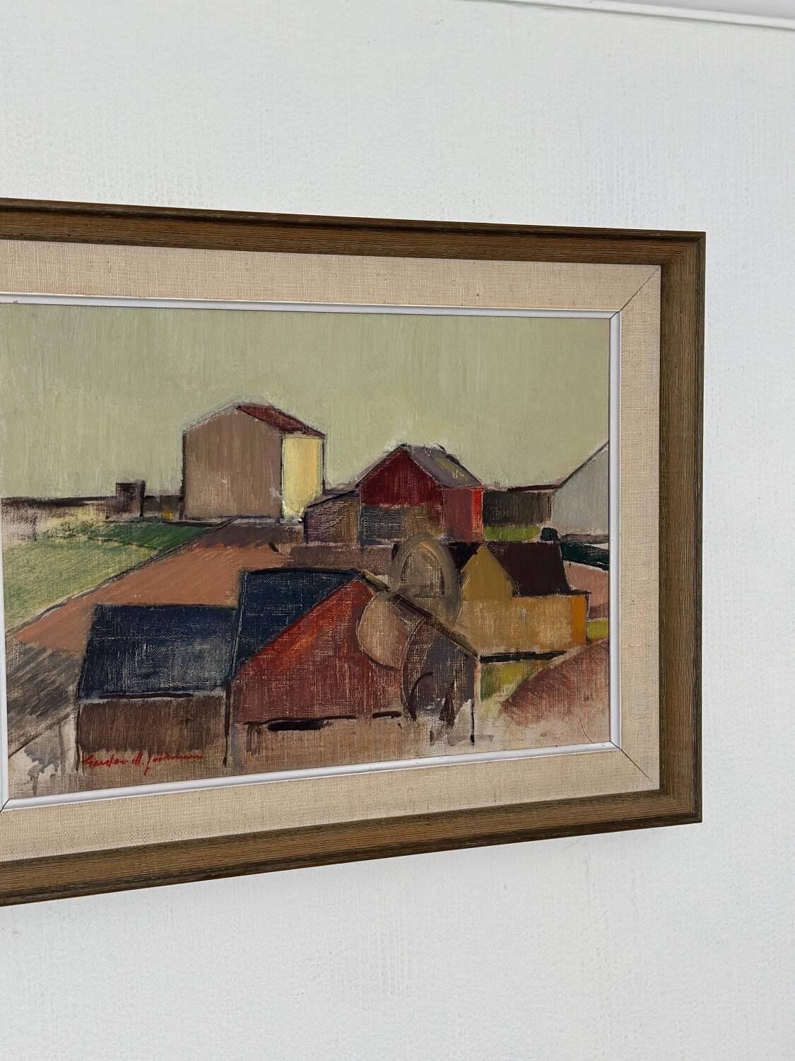 Oil on Canvas –“Rural Landscape with Barns” by Gustav‑Adolf Johansson