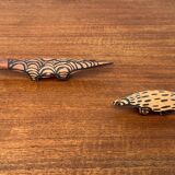 Vintage Australian Aboriginal Art Carved Wooden Animal Figurines, Set of 2