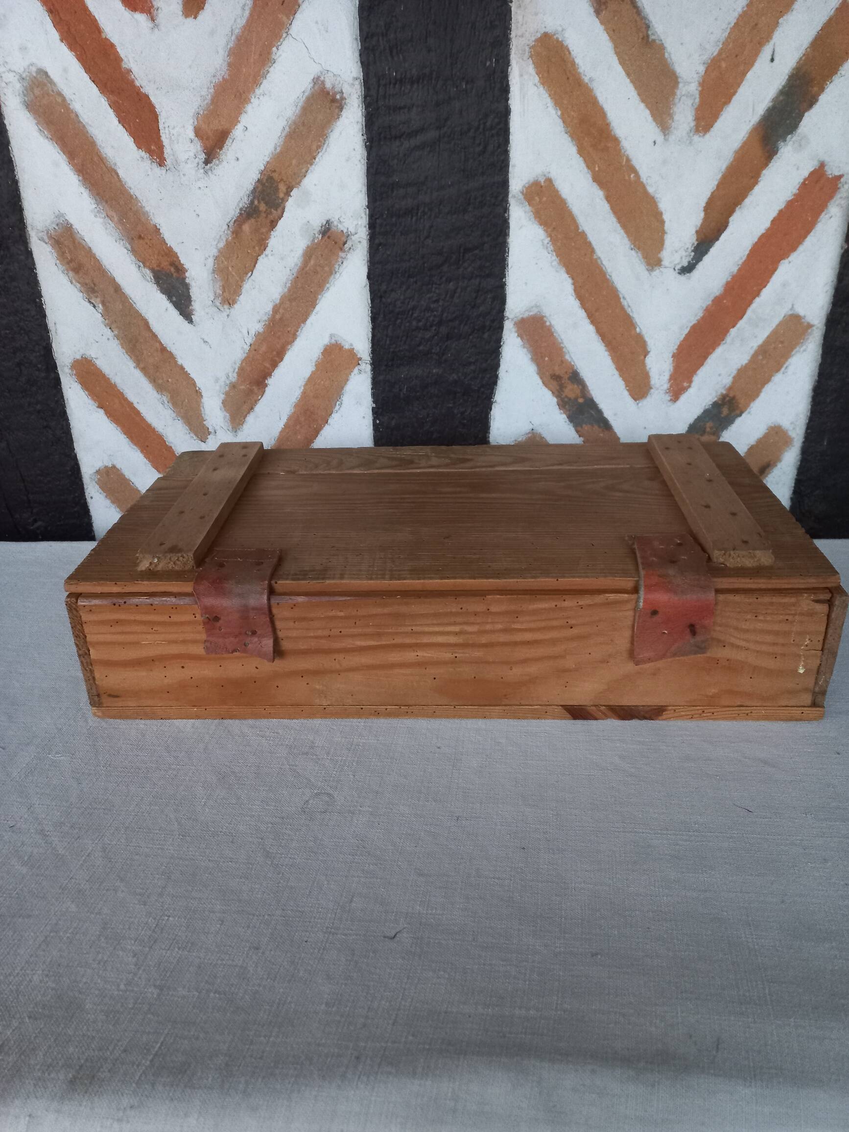 Old compartmentalized wooden box crate