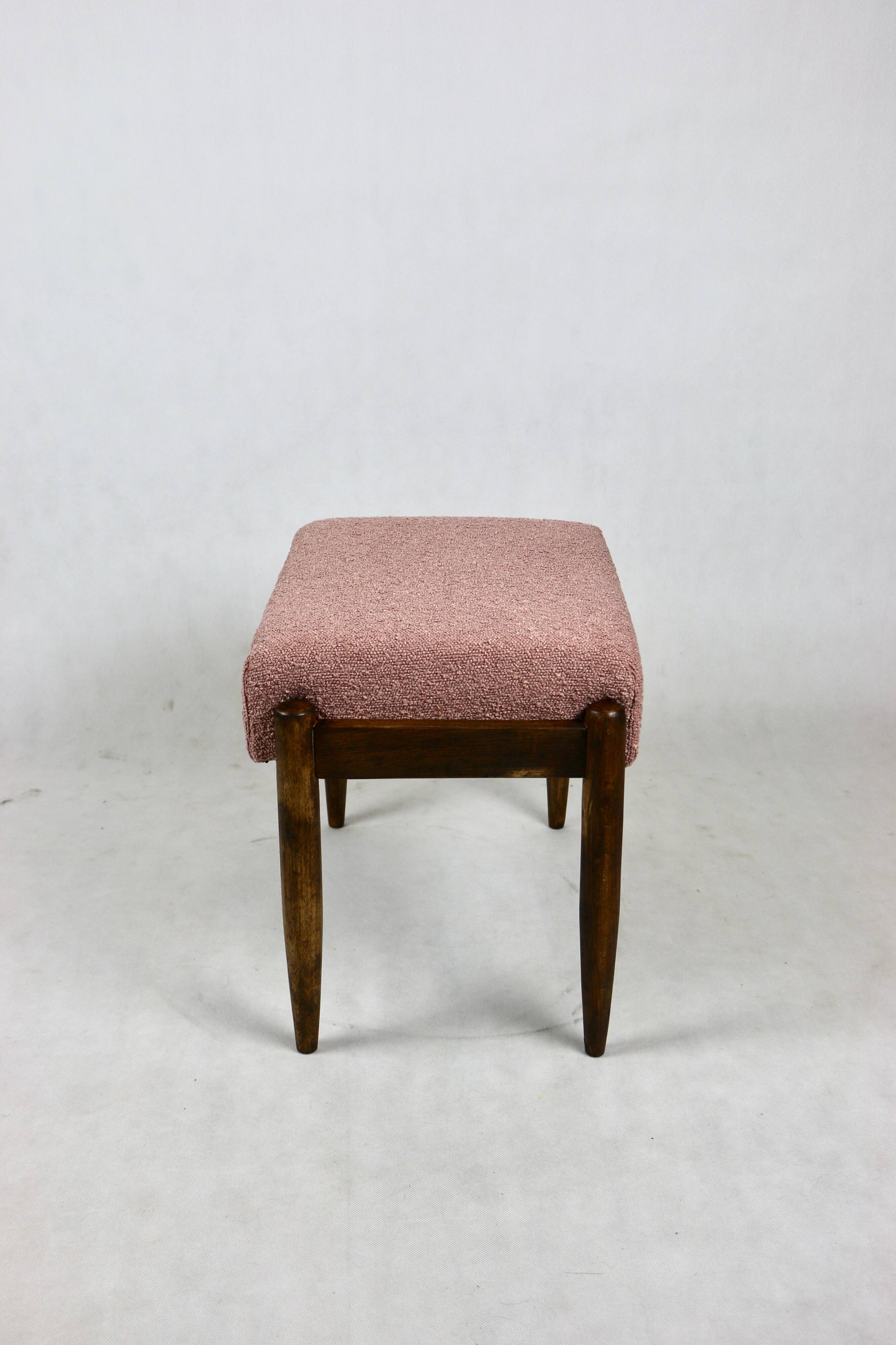 Vintage pink boucle Stool by Homa, 1970s