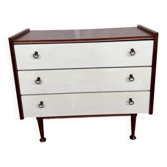 Teak chest of drawers and white Formica drawers - 1970s