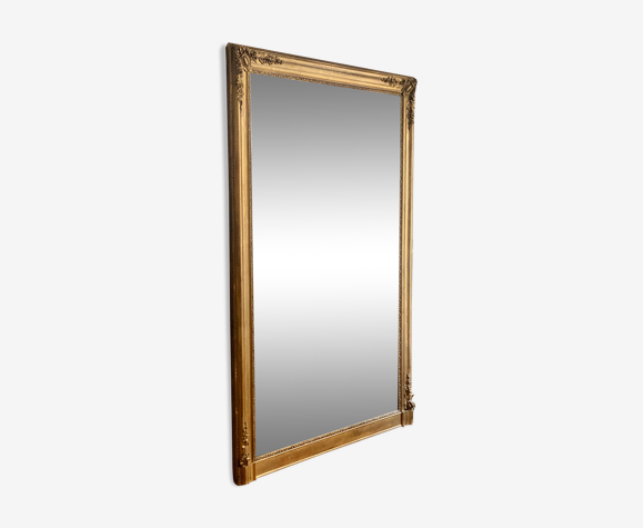 Miroir ancien doré feuille d’or empire cheminée 121x191cm