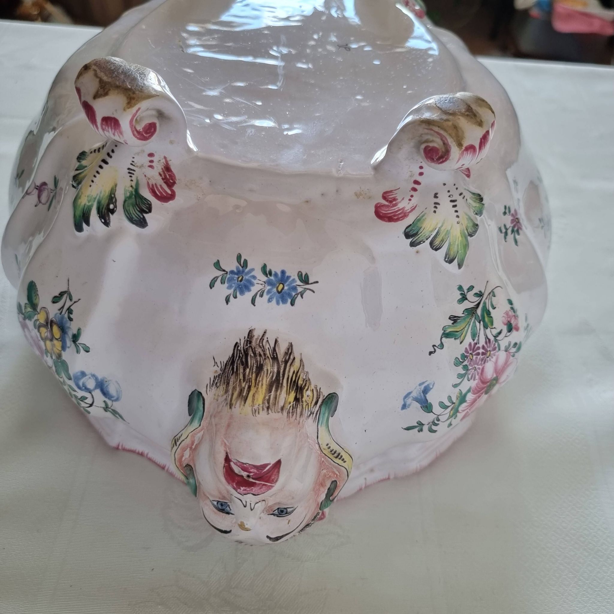 Antique 18th century Marseille earthenware planter by Veuve Perr