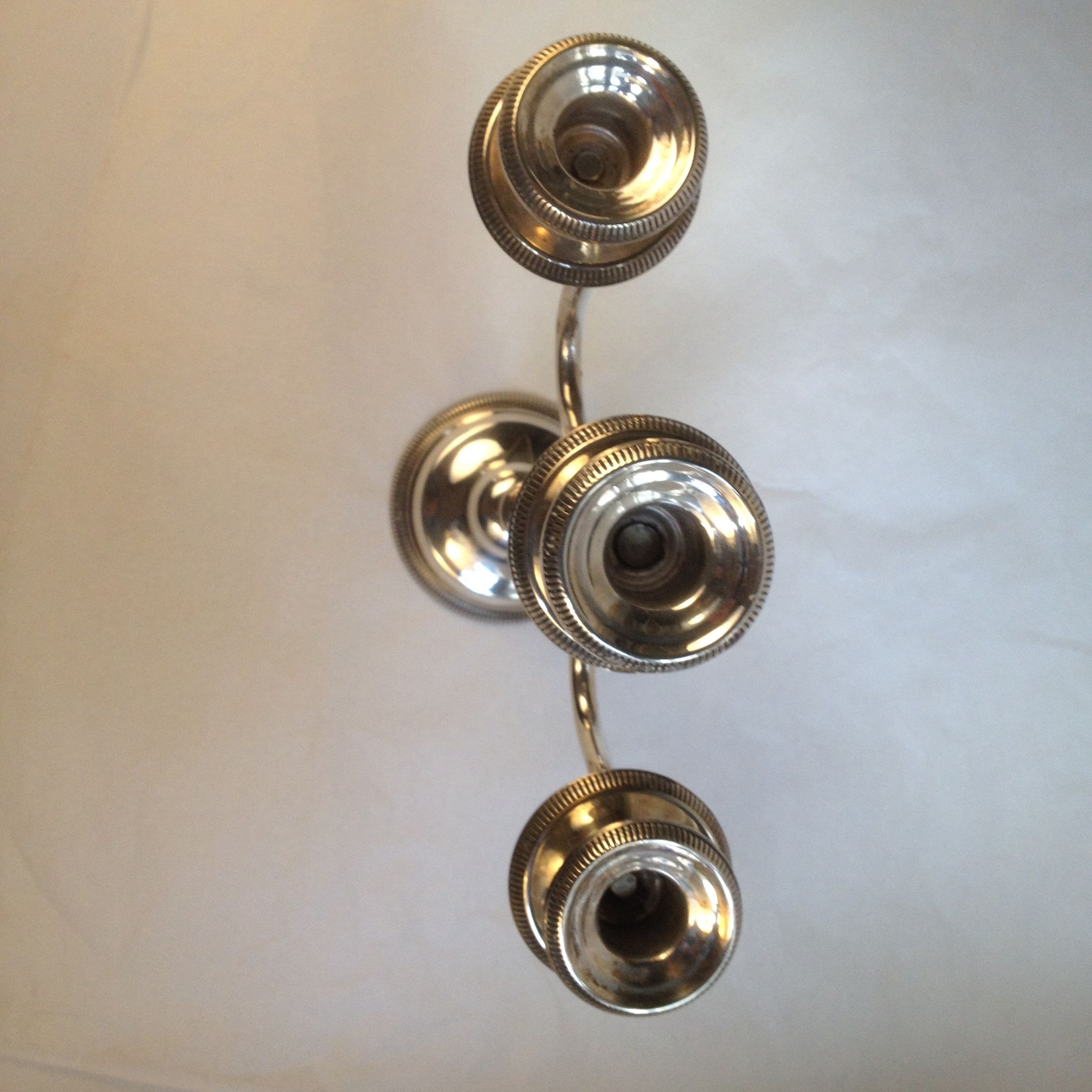 Candlestick with 3 burners in silver metal, Louis XVI style