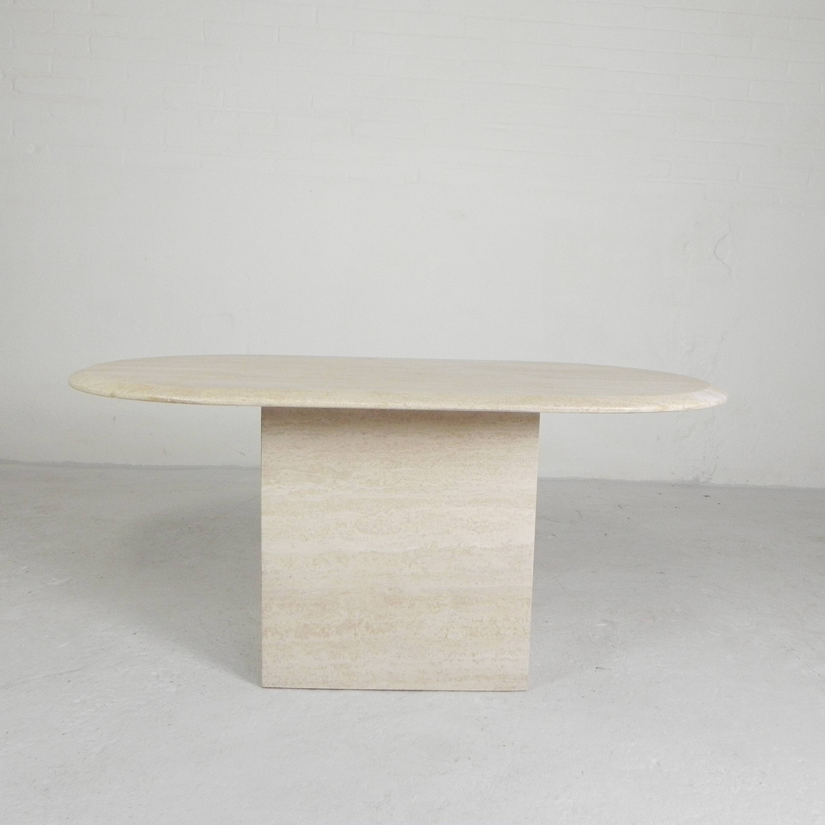 Mid-Century travertine coffee table with an oval top, 1970s.