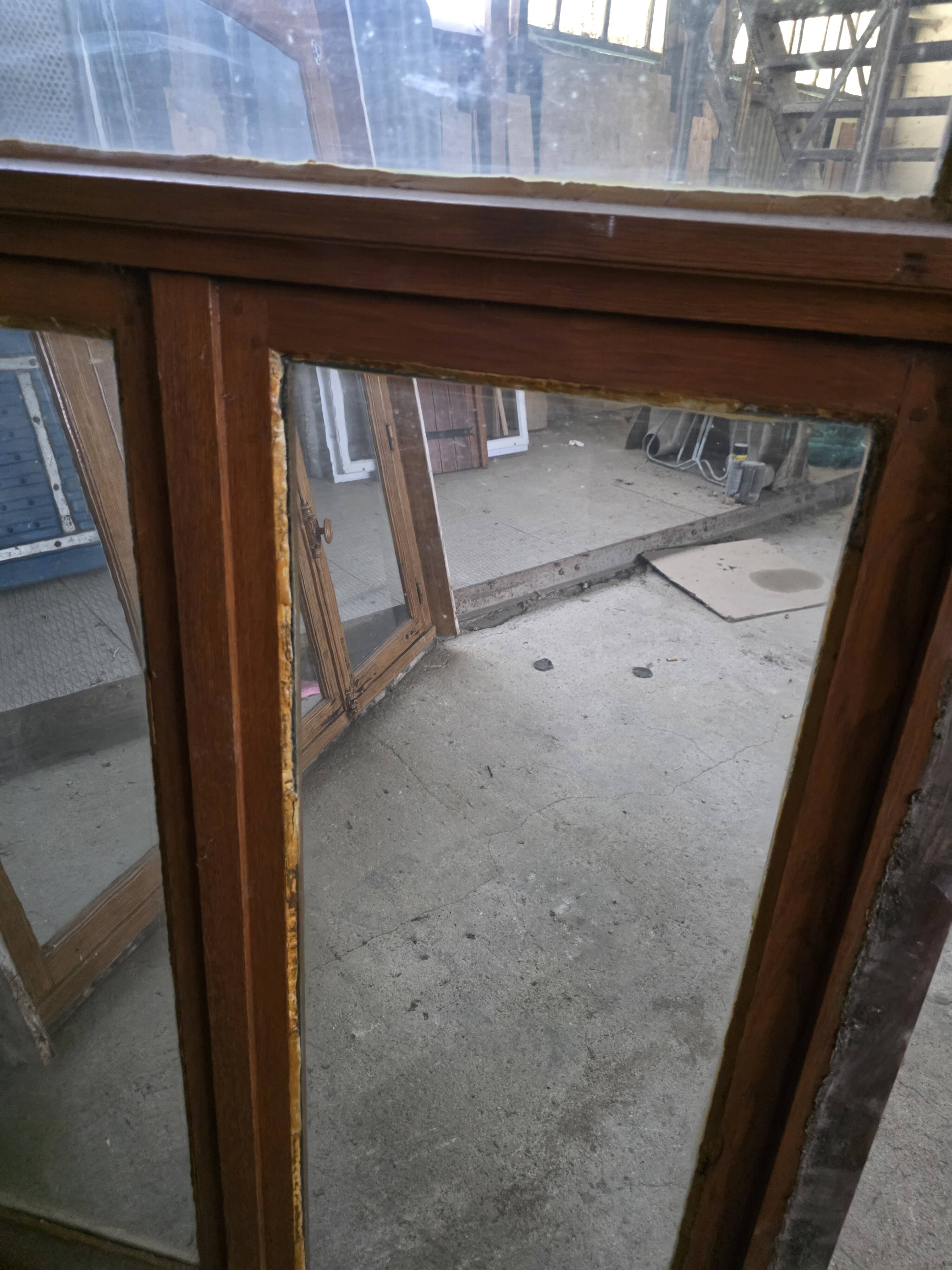 Old solid oak window from the early 20th century.