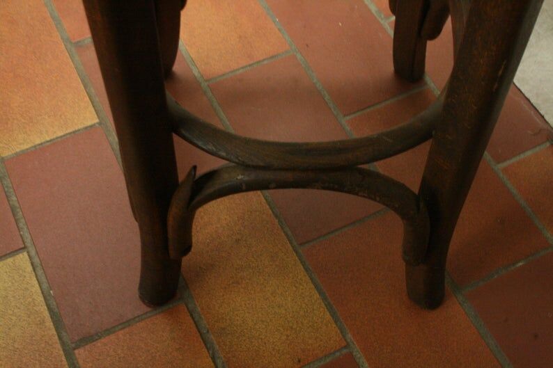Two vintage folded wooden bar stools