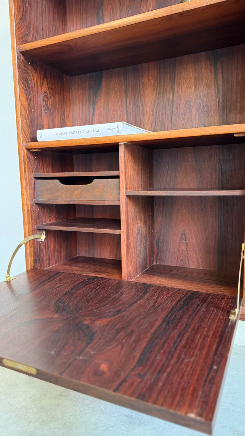 Vintage bookcase rosewood with flapdoor