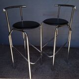2 bar top stools metal chrome design 1980