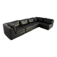 Vintage black leather modular sofa, 1970s