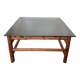 Vintage bamboo coffee table with glass top, 1970s, Brazil