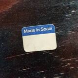 Chaises tripodes brutalistes en cuir de vache pour chat / étiquetées fabriquées en Espagne, dossier pliable, années 1960