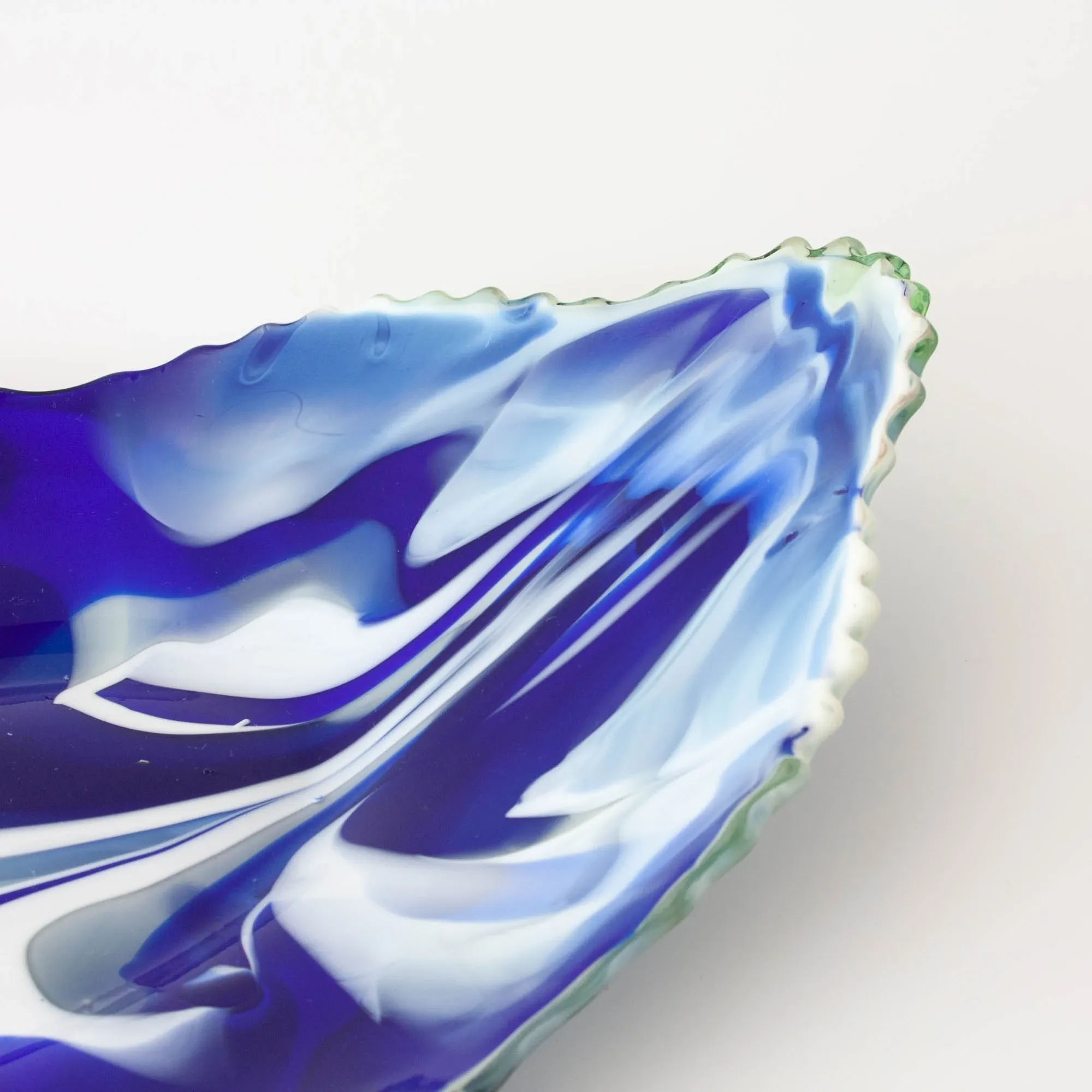 Vintage Leaf Design Glass Tray from Marinha Grande, 1960s