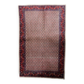 Tapis en laine indien fait main des années 1950, ivoire et rouge, 3 × 5 pieds - 1C1291