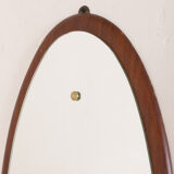 Italian mid-century oval, solid  mahogany frame mirror from the 60