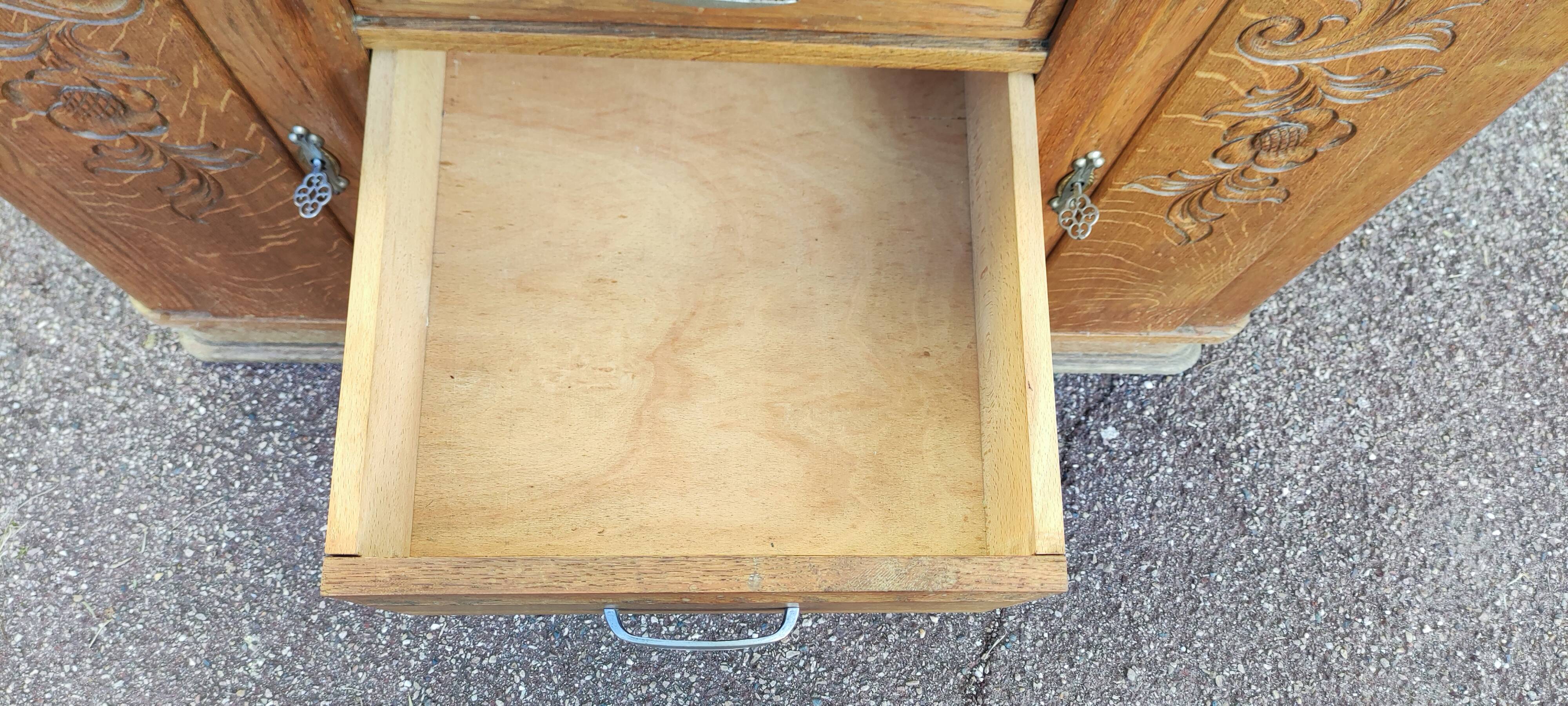 Small Buffet Commode Solid wood 4 drawer - Red marble - 1950