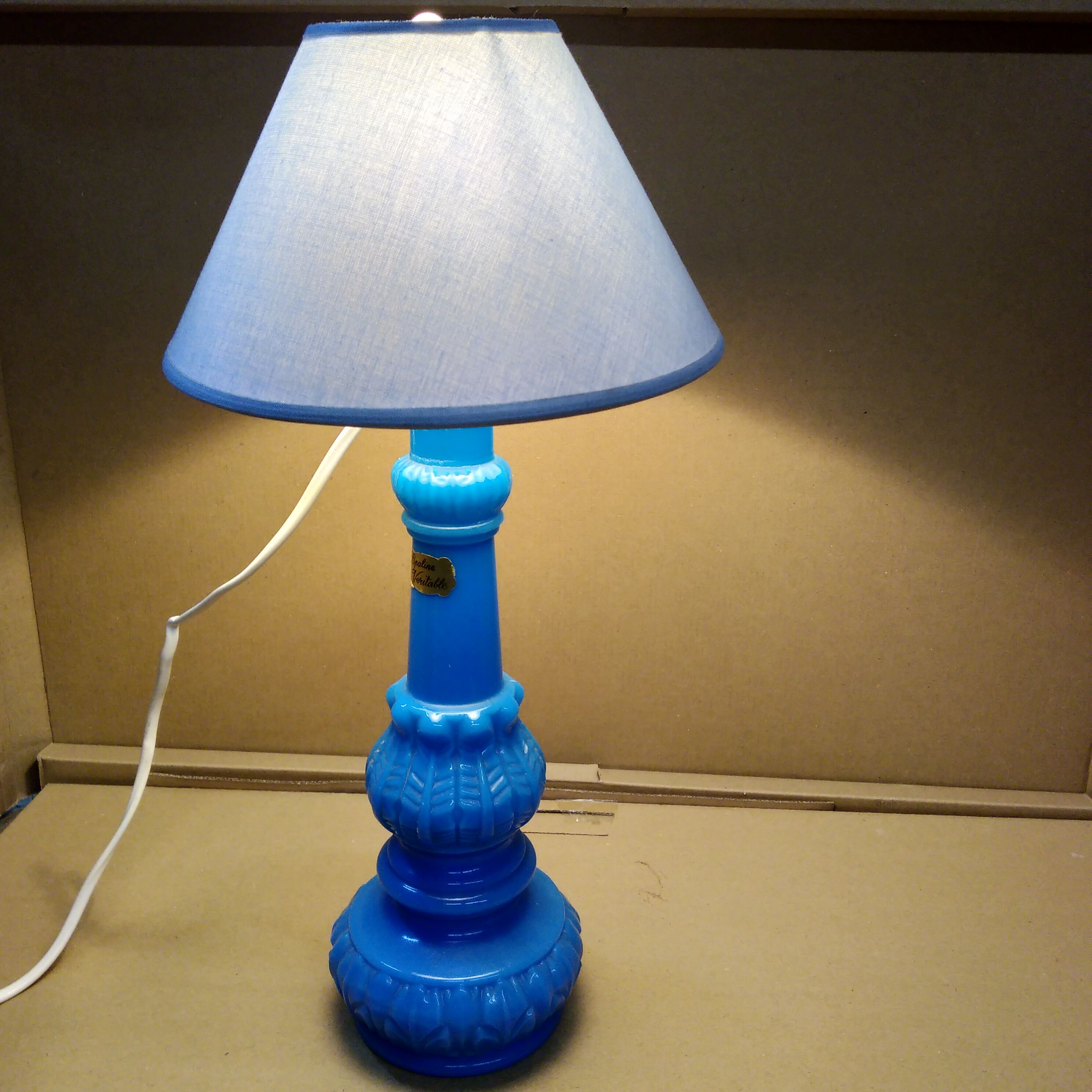 Blue opaline lamp 1960