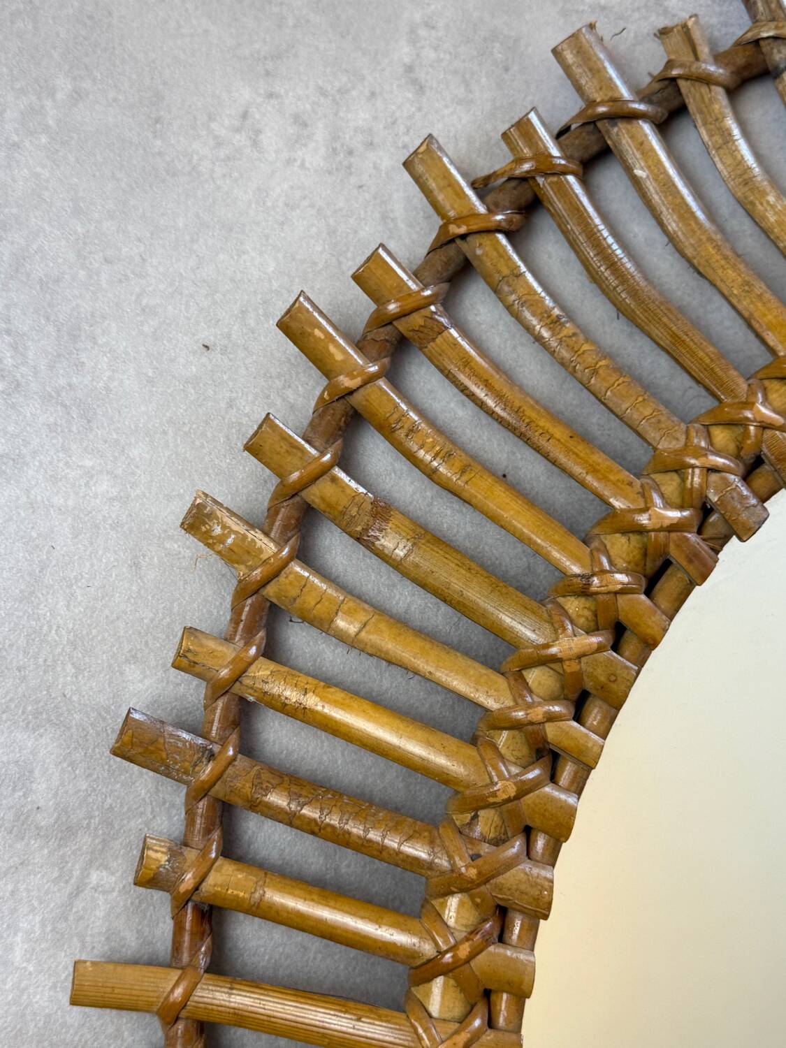 Vintage rattan mirror from the 1950s France