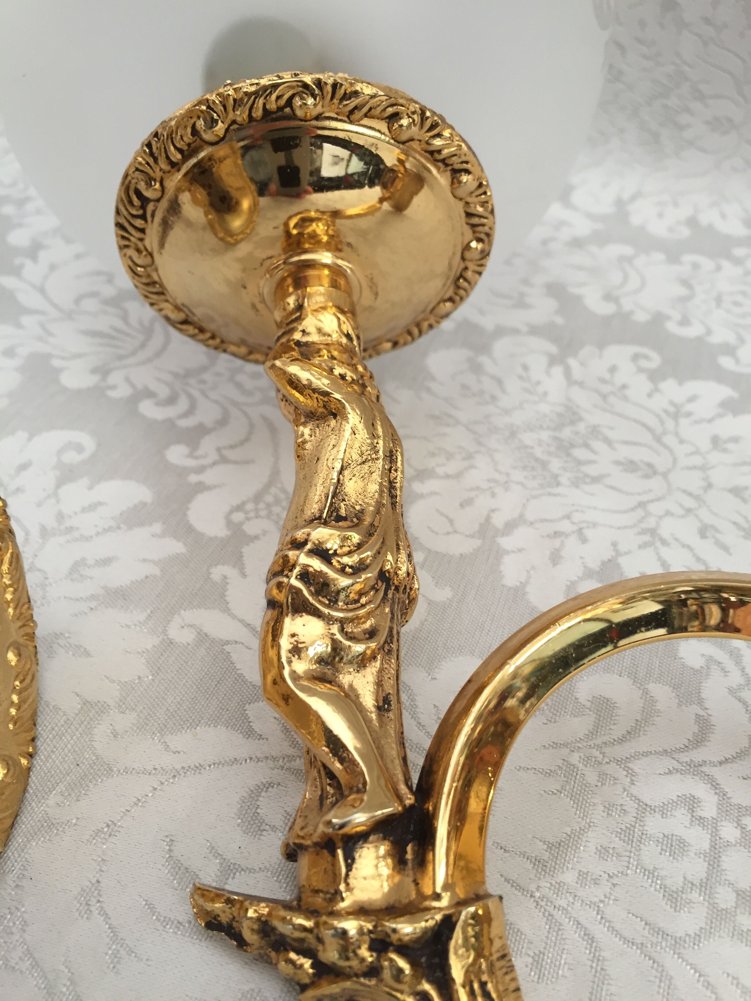 Pair wall lamps gilded bronze atlas globe style louis xv/xvi