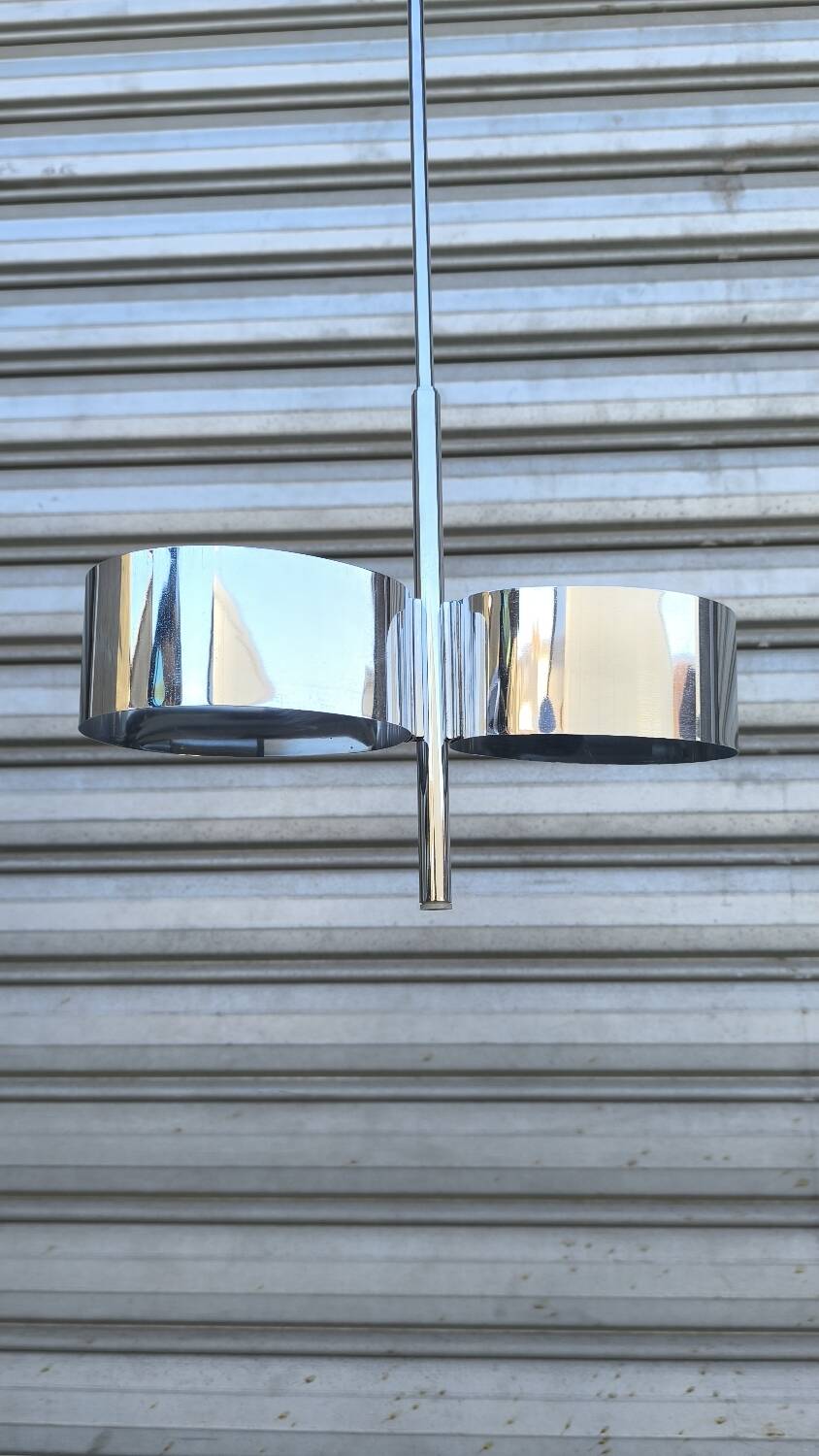 Space age chrome metal pendant light 1970