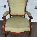 Fauteuil style Louis XV velour vert