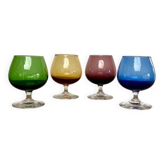 4 vintage colored glasses