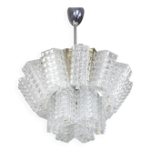 Lustre vintage en verre Austrolux : suspension chromée du milieu du siècle