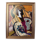 1960s Vintage Cubist Painting of Abstract Figures Composition Modernist, Framed