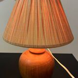 Lampe boule bois massif avec abat jour
