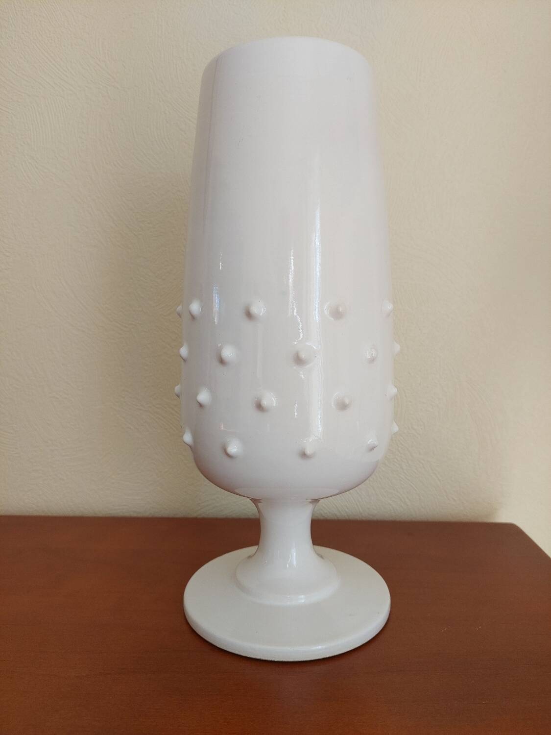 Vase signed Pol Chambost in white enameled ceramic