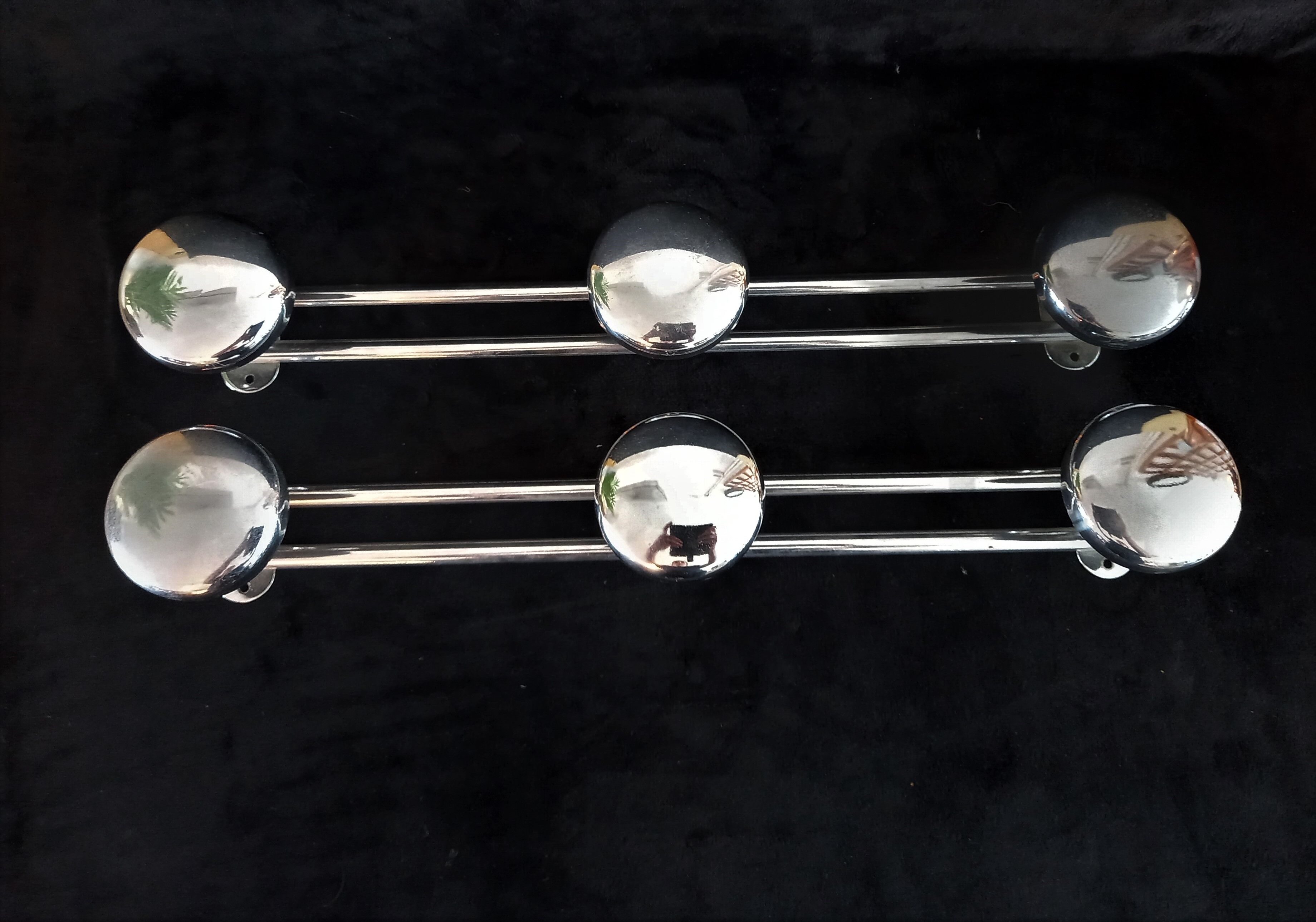 Pair of coat rack in chrome retro style