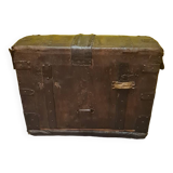 French leather and wooden carriage trunk 18th century
